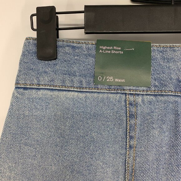 Wild Fable Shorts Blue Highest Rise A Line Pleated Bermuda Denim - Picture 10 of 12